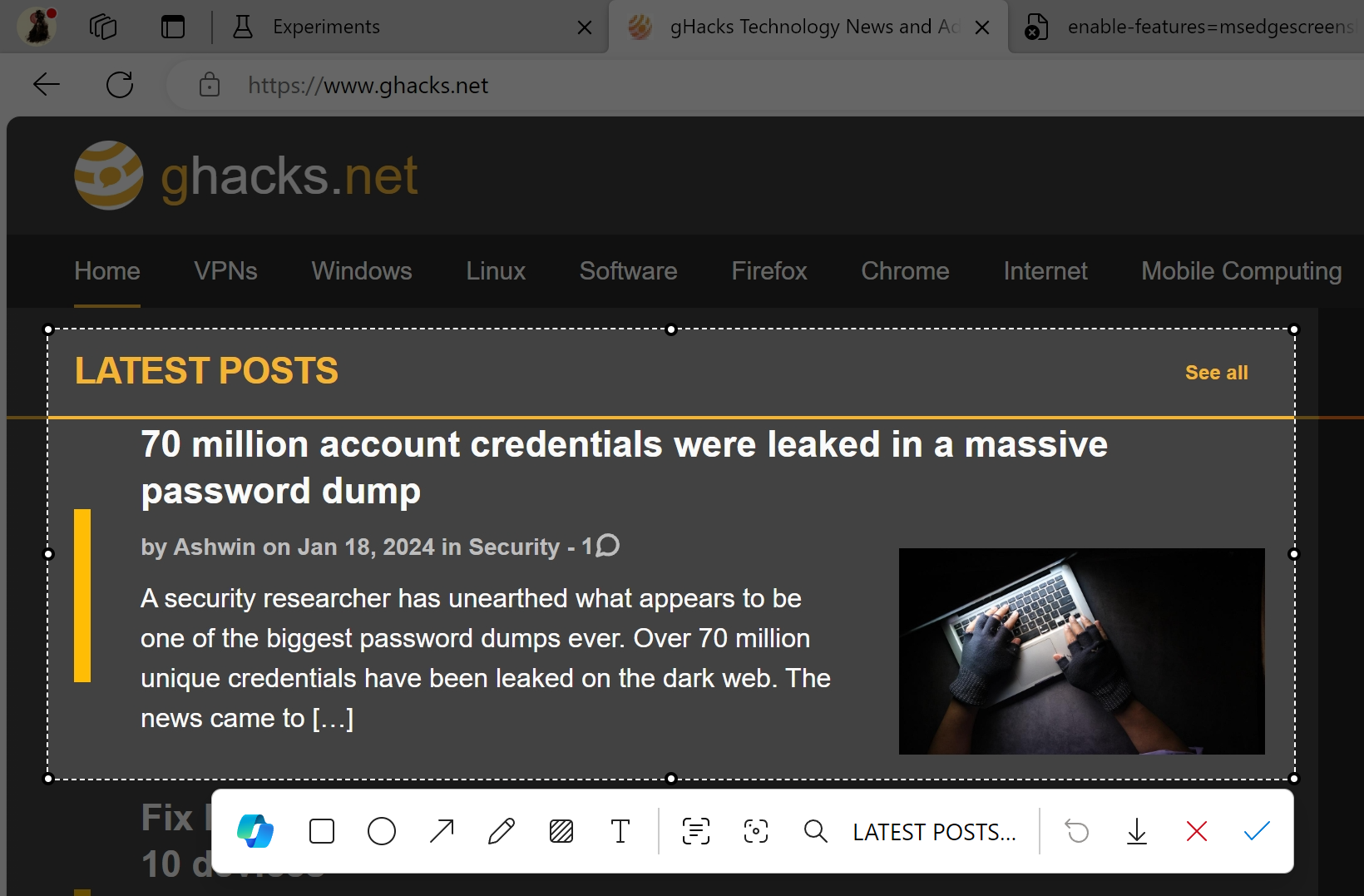 Microsoft Edge Screenshots