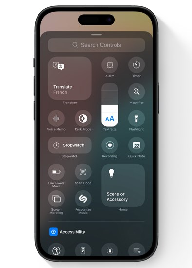 Control Center options in iOS 18