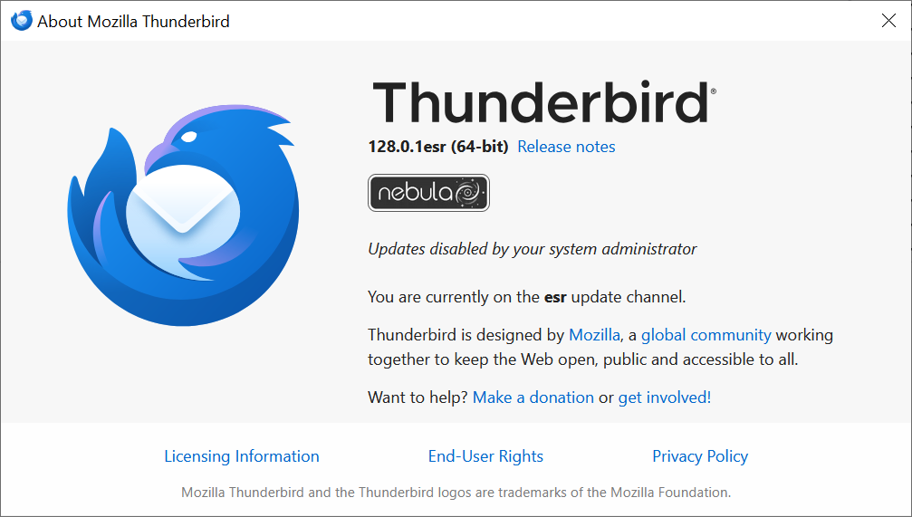 Updates disabled in Thunderbird