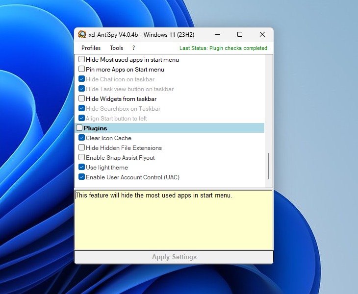 XD AntiSpy interface
