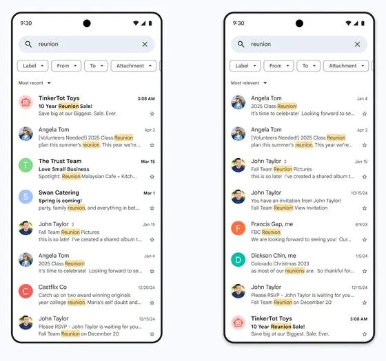 Google prioritizes relevance over recency in Gmail Search